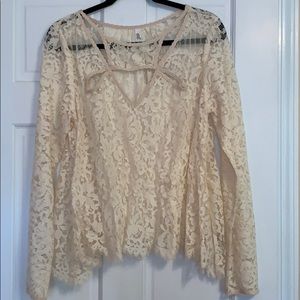 Large Lace Cream Free People Blouse